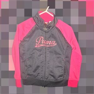 Puma Kids Charcoal Grey with Bright Pink Sleeve Zip Jacket - Sz 3T